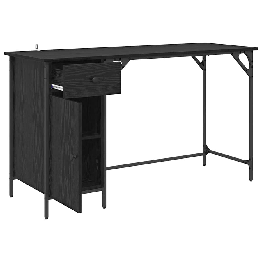 Computerbureau Zwart Eiken 131 x 48 x 75 cm Bewerkt hout