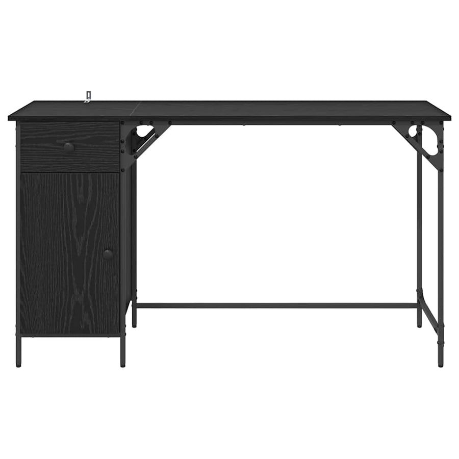 Computerbureau Zwart Eiken 131 x 48 x 75 cm Bewerkt hout