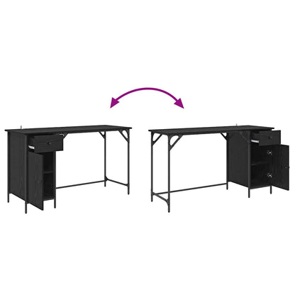 Computerbureau Zwart Eiken 131 x 48 x 75 cm Bewerkt hout