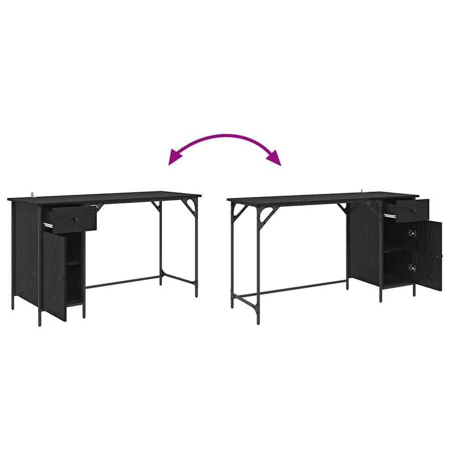 Computerbureau Zwart Eiken 131 x 48 x 75 cm Bewerkt hout