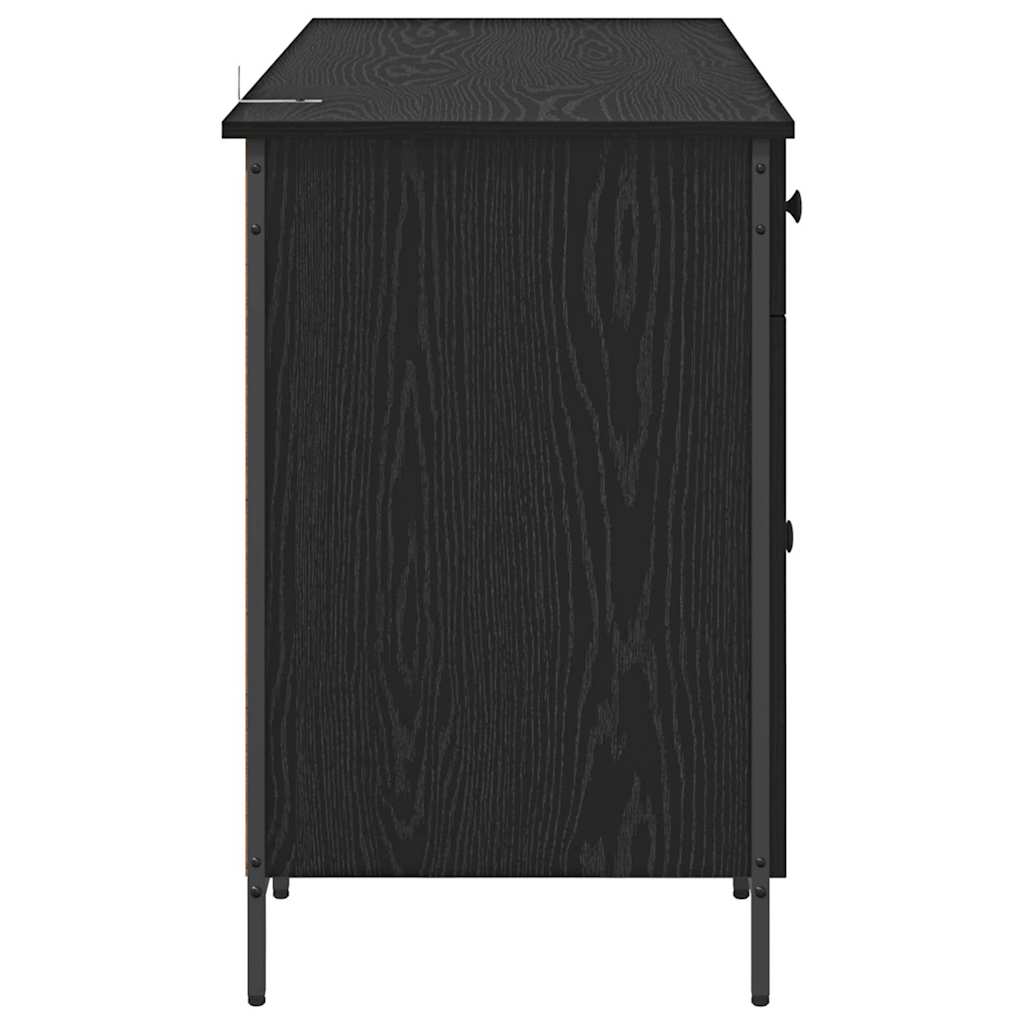 Computerbureau Zwart Eiken 131 x 48 x 75 cm Bewerkt hout