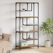 Boekenkast 81x36x176 cm eikenkleurig bewerkt hout metaal