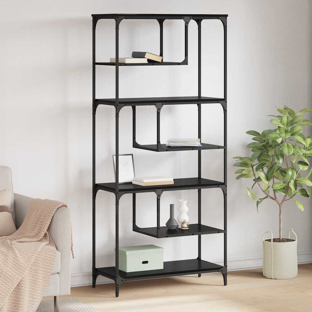 Boekenkast Zwart eiken 81 x 36 x 176 cm Bewerkt hout