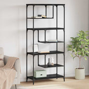Boekenkast 81x36x176 cm zwart eiken bewerkt hout