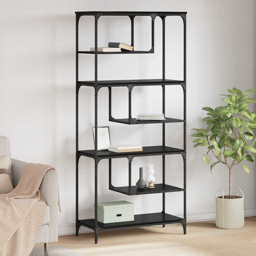 Boekenkast Zwart eiken 81 x 36 x 176 cm Bewerkt hout