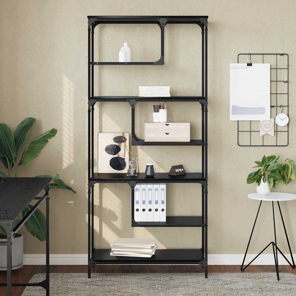 Boekenkast Zwart eiken 81 x 36 x 176 cm Bewerkt hout