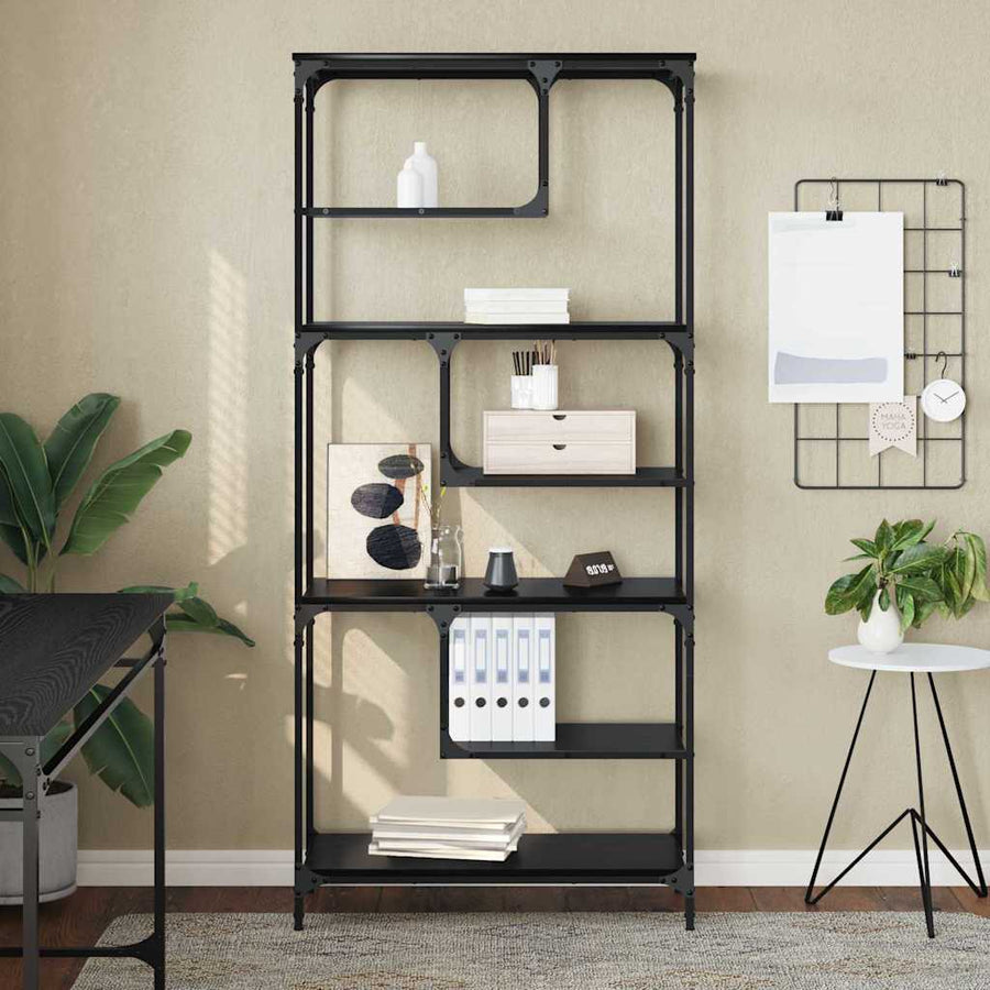 Boekenkast Zwart eiken 81 x 36 x 176 cm Bewerkt hout
