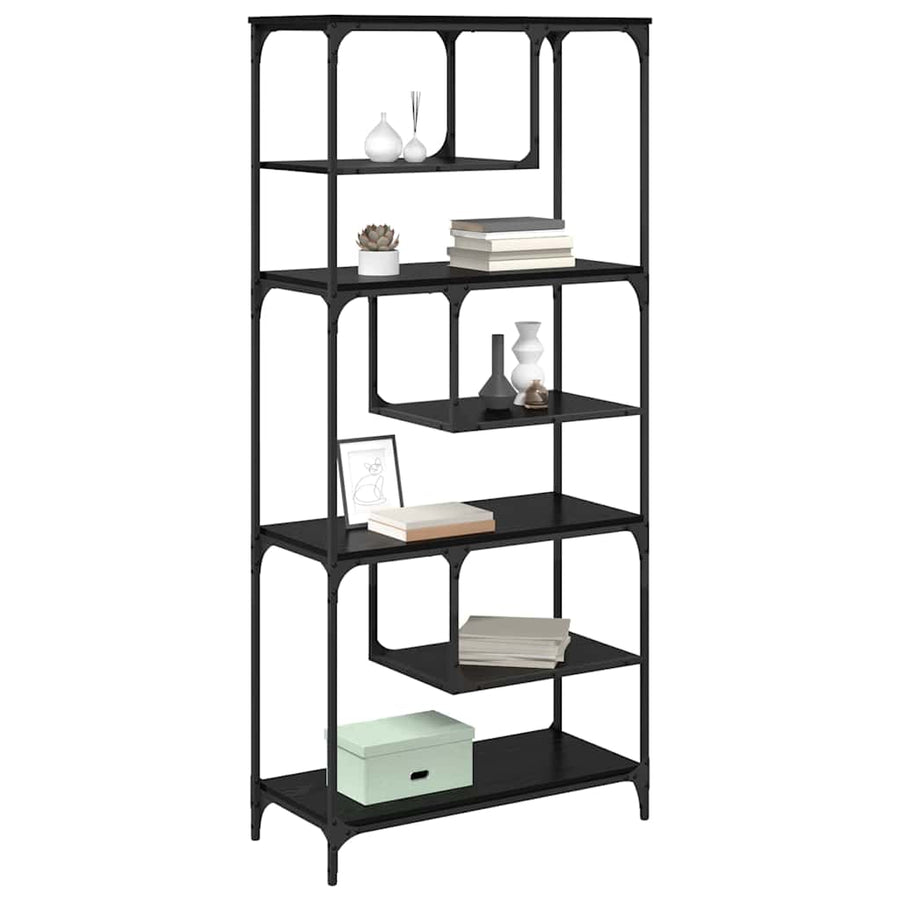 Boekenkast Zwart eiken 81 x 36 x 176 cm Bewerkt hout