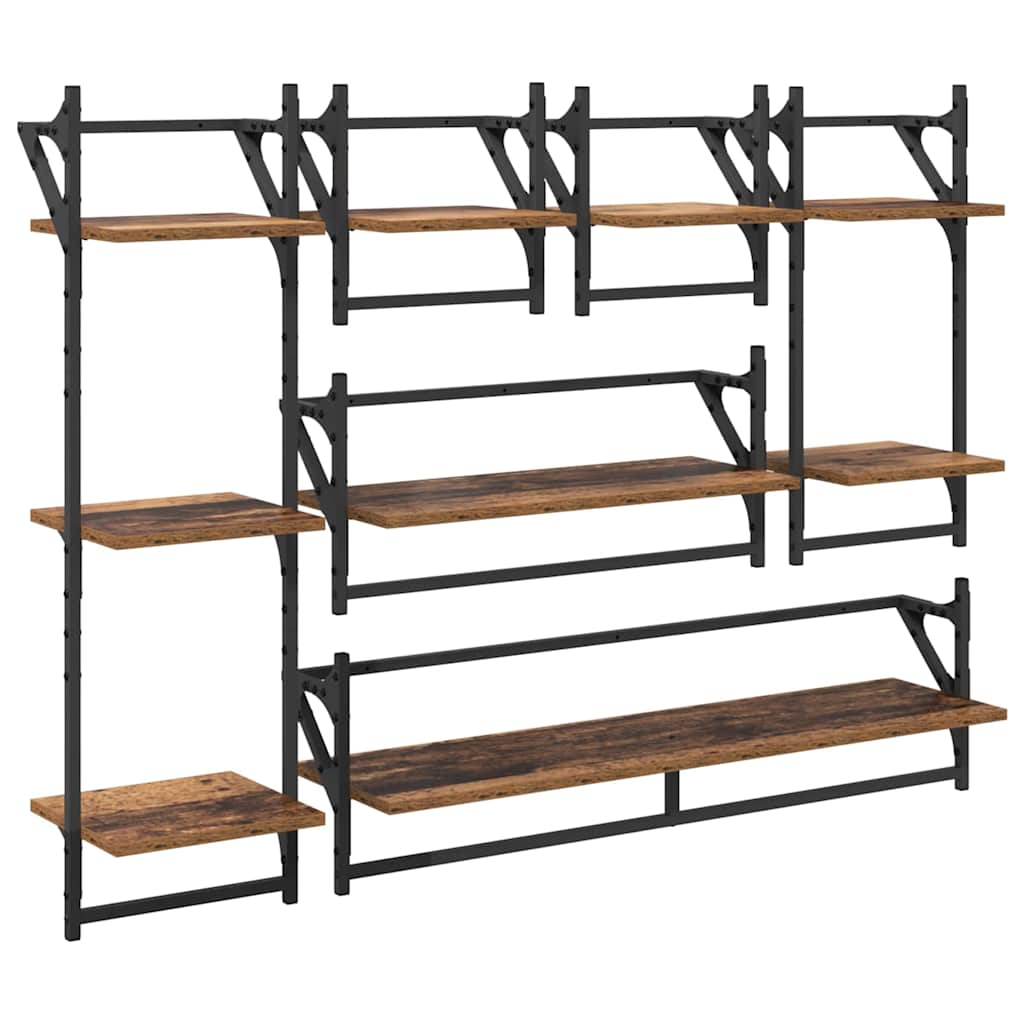 Wandplankenset 6 pcs Oud Hout 100 x 25 x 30 cm Bewerkt hout