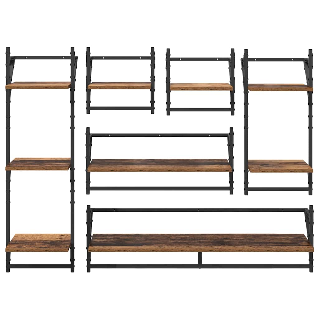Wandplankenset 6 pcs Oud Hout 100 x 25 x 30 cm Bewerkt hout
