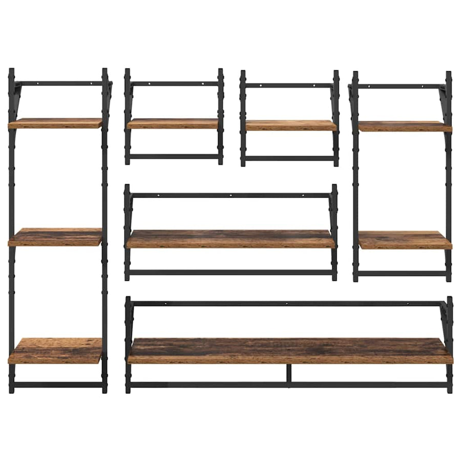 Wandplankenset 6 pcs Oud Hout 100 x 25 x 30 cm Bewerkt hout