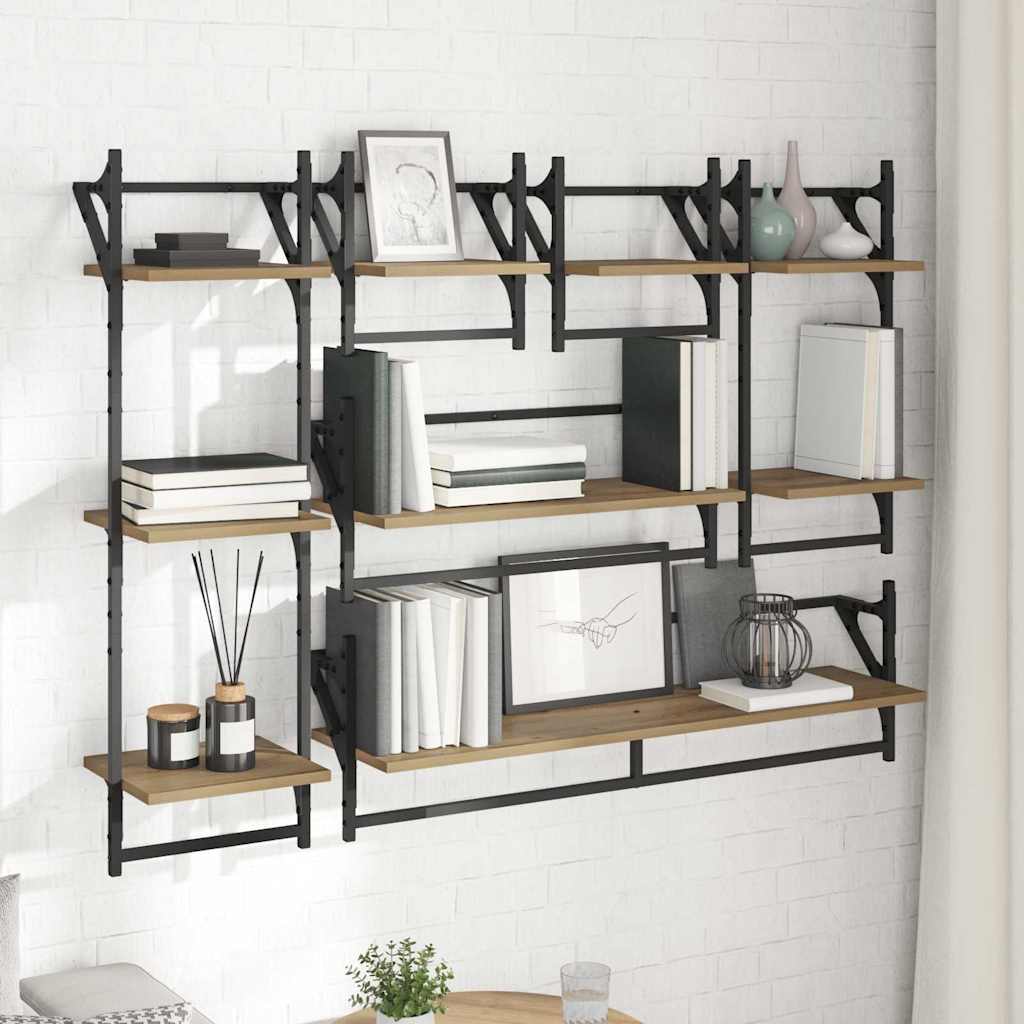Wandplankenset met plank 6 pcs Artisan Eiken 100 x 25 x 30 cm