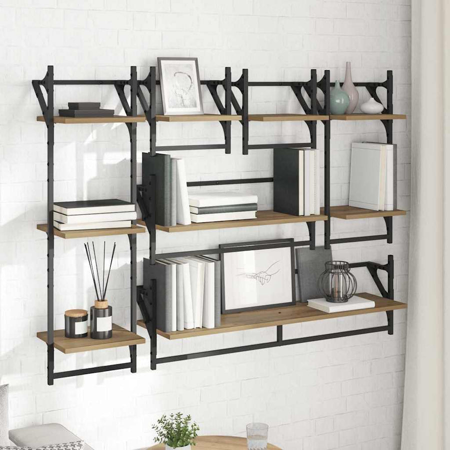 Wandplankenset met plank 6 pcs Artisan Eiken 100 x 25 x 30 cm