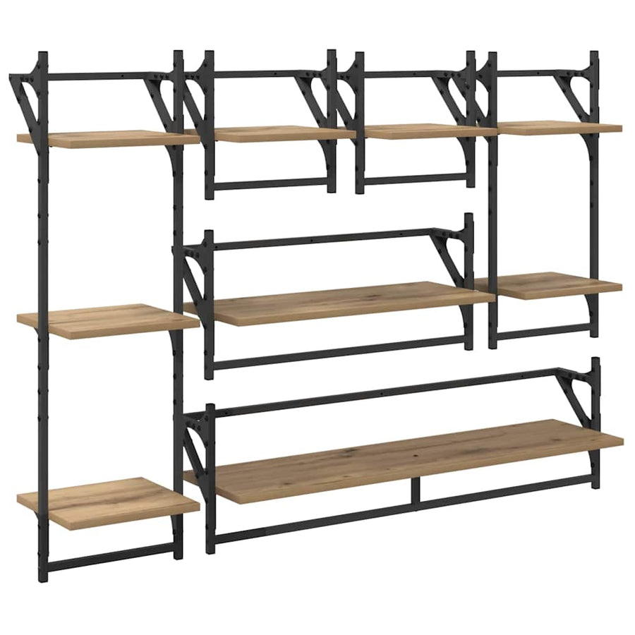 Wandplankenset met plank 6 pcs Artisan Eiken 100 x 25 x 30 cm