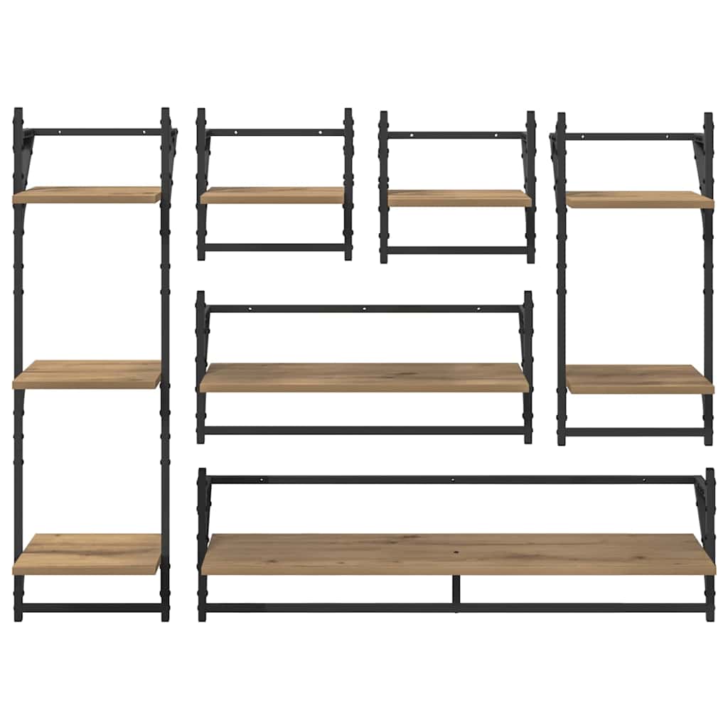 Wandplankenset met plank 6 pcs Artisan Eiken 100 x 25 x 30 cm