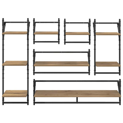 Wandplankenset met plank 6 pcs Artisan Eiken 100 x 25 x 30 cm
