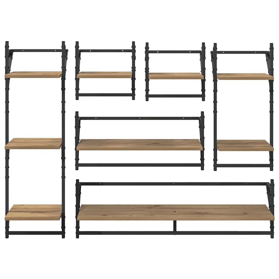 Wandplankenset met plank 6 pcs Artisan Eiken 100 x 25 x 30 cm