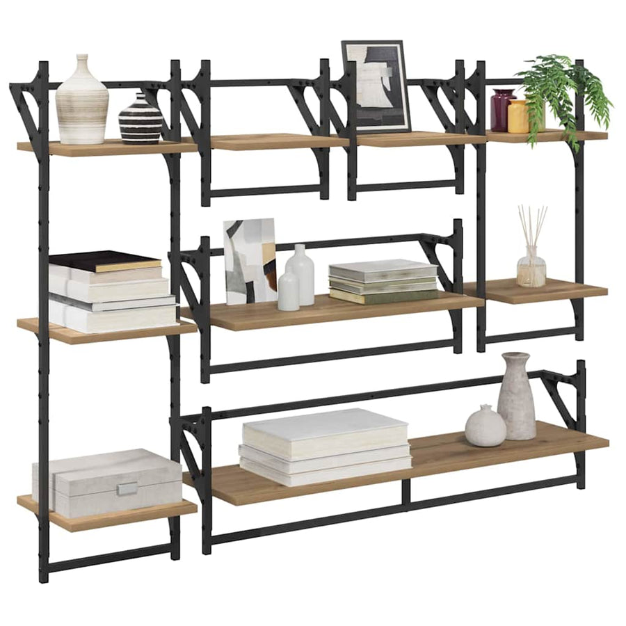 Wandplankenset met plank 6 pcs Artisan Eiken 100 x 25 x 30 cm