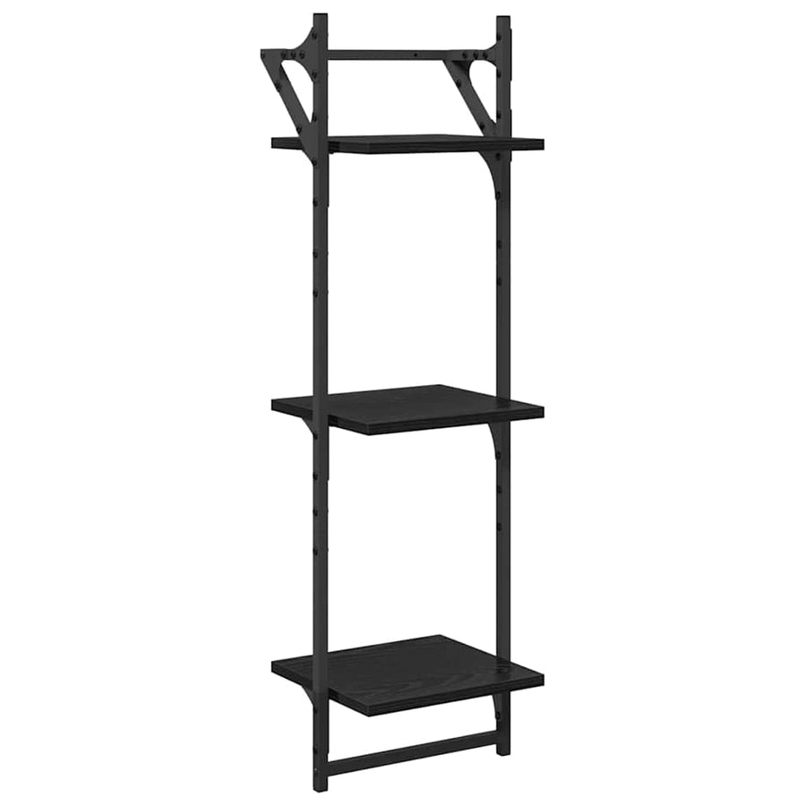 Wandplankenset 6 pcs Zwart Eiken 100 x 25 x 30 cm Bewerkt hout