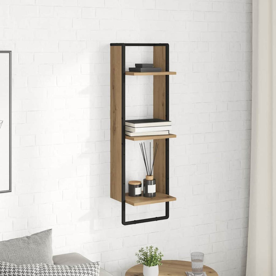 Wandplank met plank Artisan Eiken 30 x 25 x 100 cm Bewerkt hout