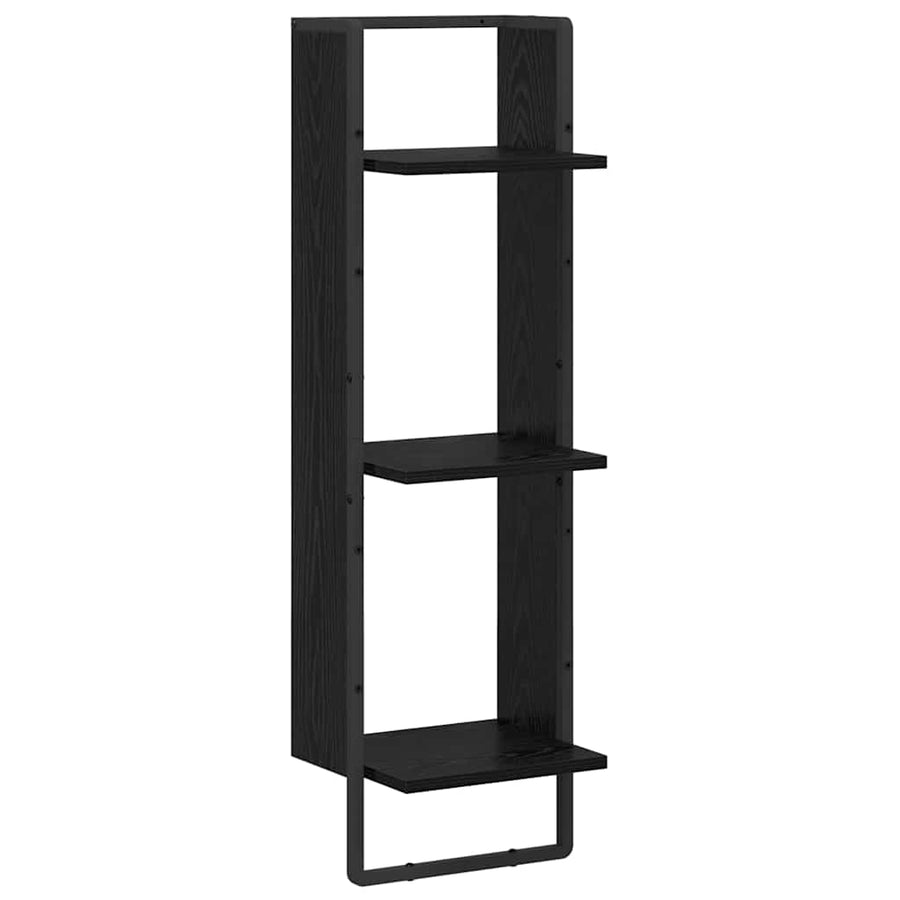 Wandplank met plank Zwart Eiken 30 x 25 x 100 cm Bewerkt hout