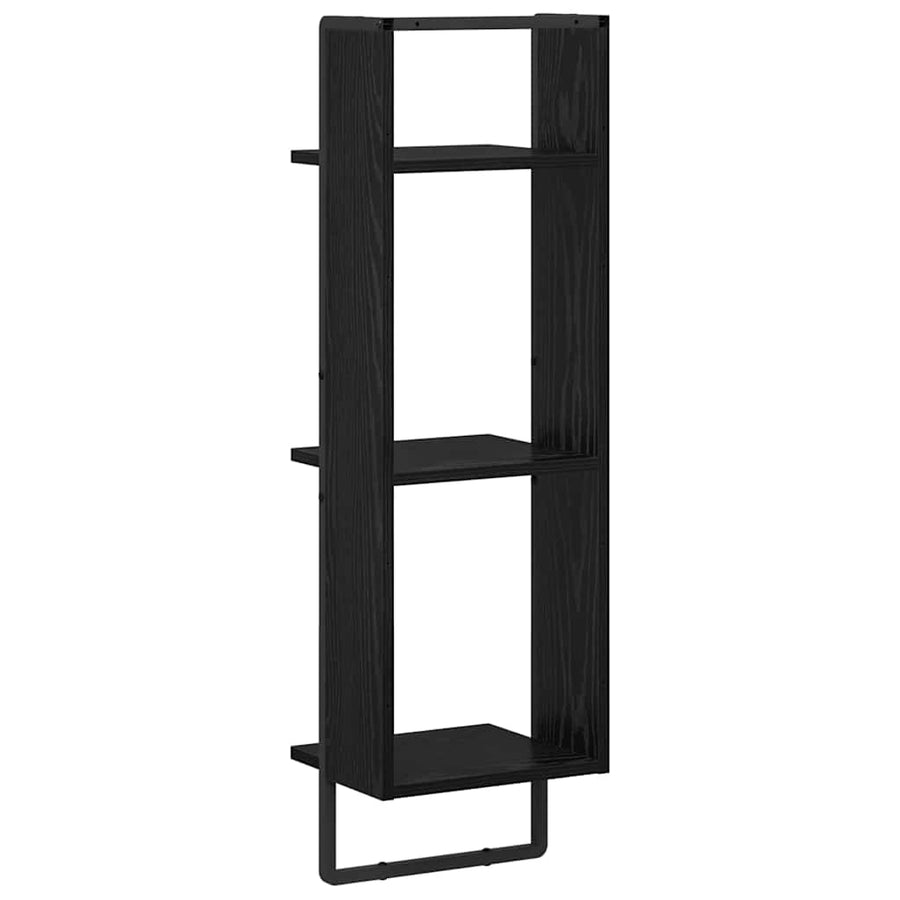 Wandplank met plank Zwart Eiken 30 x 25 x 100 cm Bewerkt hout