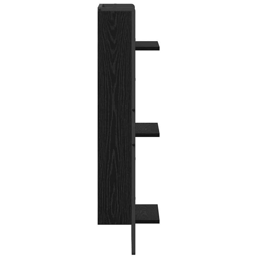 Wandplank met plank Zwart Eiken 30 x 25 x 100 cm Bewerkt hout