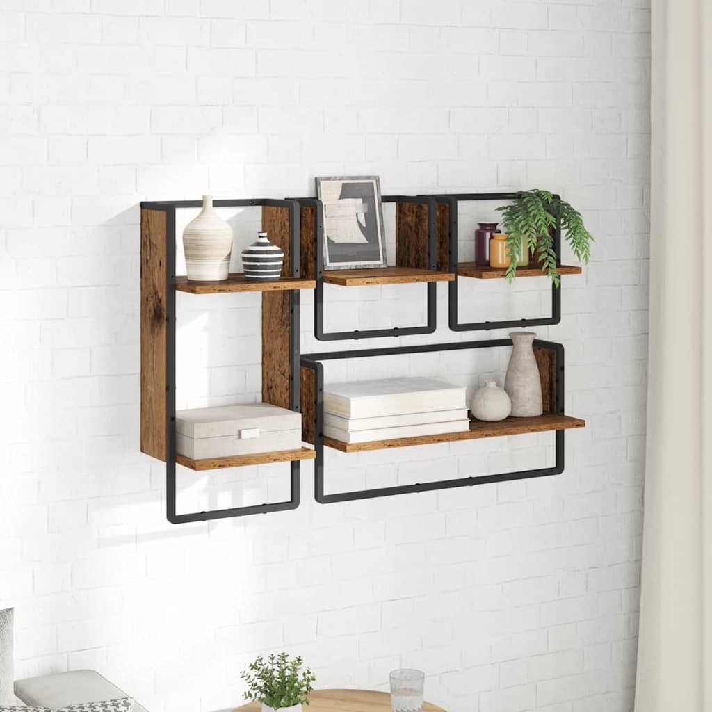 Wandplankenset 4 pcs Oud Hout 65 x 25 x 30 cm Bewerkt hout
