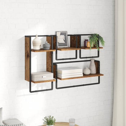 Wandplankenset 4 pcs Oud Hout 65 x 25 x 30 cm Bewerkt hout