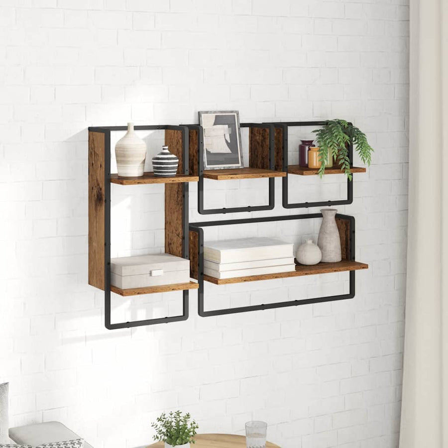 Wandplankenset 4 pcs Oud Hout 65 x 25 x 30 cm Bewerkt hout