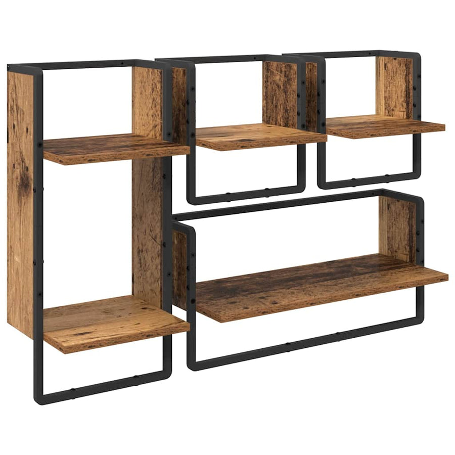 Wandplankenset 4 pcs Oud Hout 65 x 25 x 30 cm Bewerkt hout