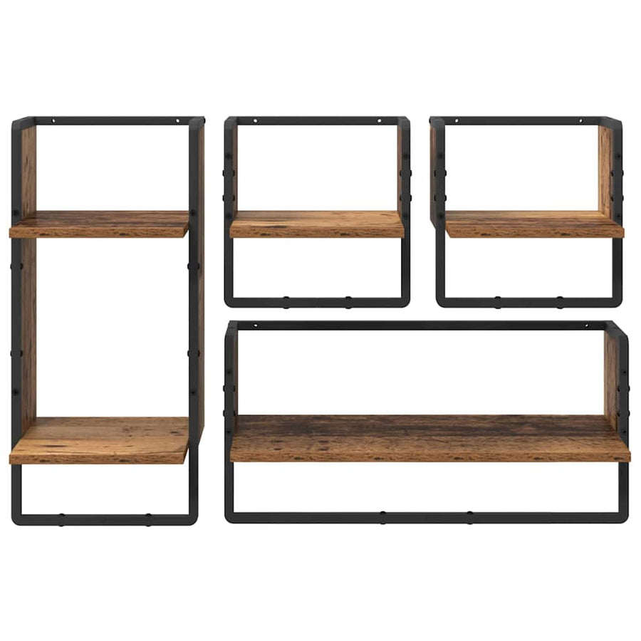 Wandplankenset 4 pcs Oud Hout 65 x 25 x 30 cm Bewerkt hout