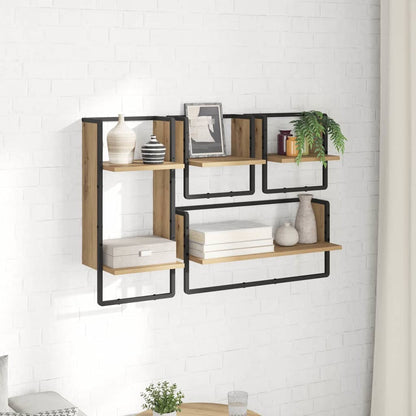 Wandplankenset 4 pcs Artisan Eiken 65 x 25 x 30 cm Bewerkt hout