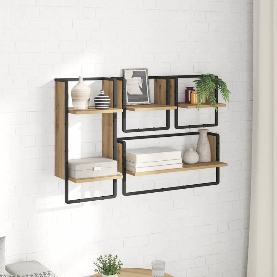 Wandplankenset 4 pcs Artisan Eiken 65 x 25 x 30 cm Bewerkt hout
