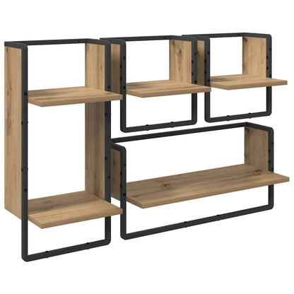 Wandplankenset 4 pcs Artisan Eiken 65 x 25 x 30 cm Bewerkt hout