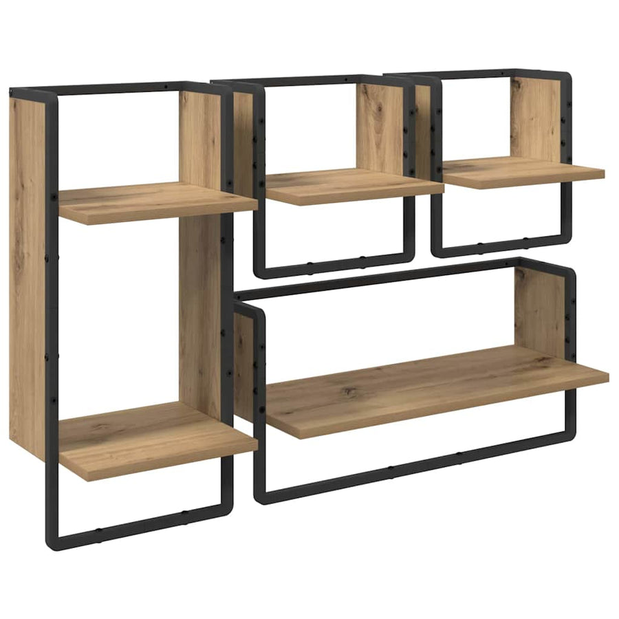 Wandplankenset 4 pcs Artisan Eiken 65 x 25 x 30 cm Bewerkt hout