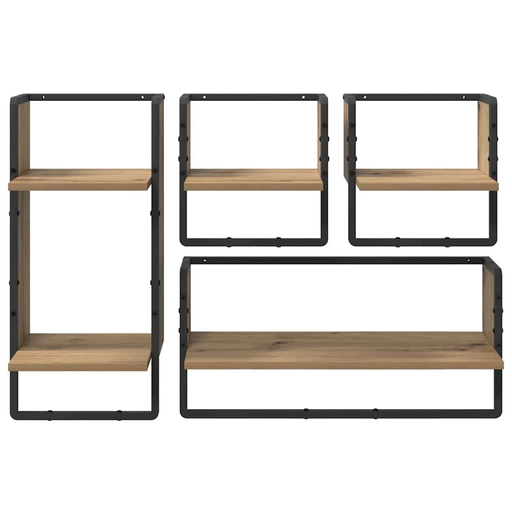 Wandplankenset 4 pcs Artisan Eiken 65 x 25 x 30 cm Bewerkt hout