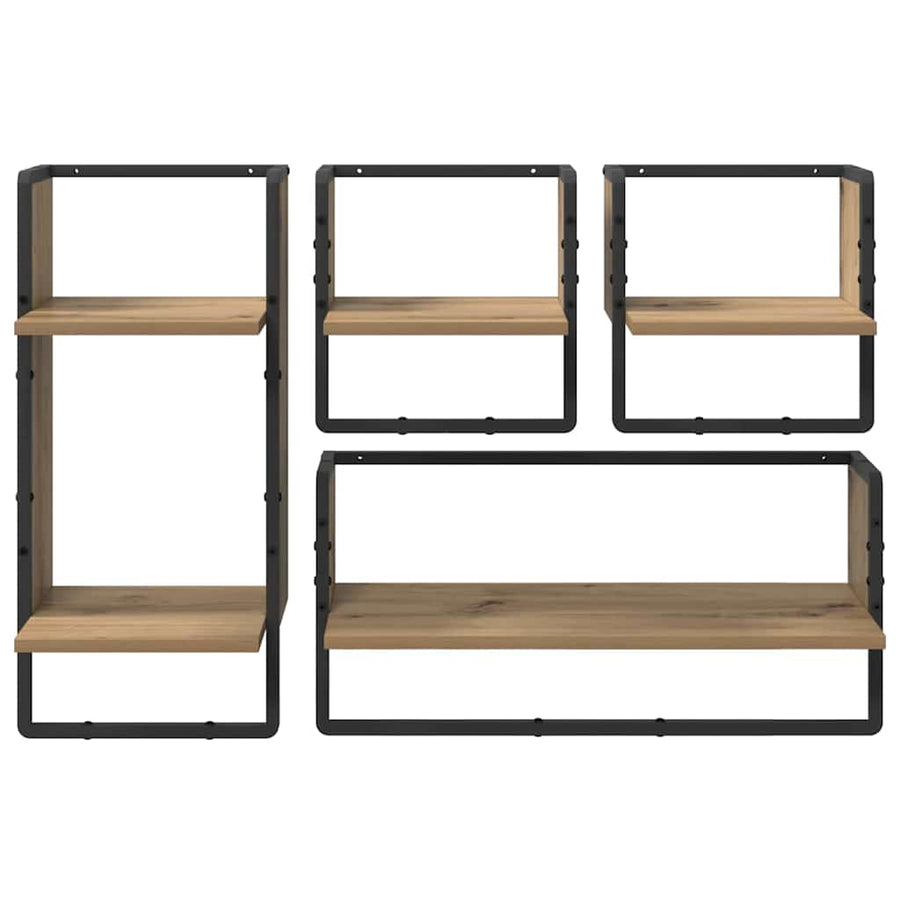 Wandplankenset 4 pcs Artisan Eiken 65 x 25 x 30 cm Bewerkt hout