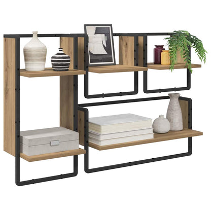 Wandplankenset 4 pcs Artisan Eiken 65 x 25 x 30 cm Bewerkt hout