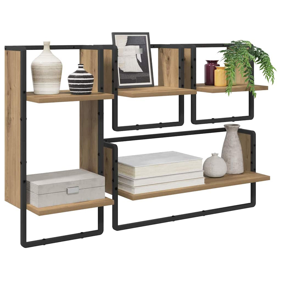 Wandplankenset 4 pcs Artisan Eiken 65 x 25 x 30 cm Bewerkt hout