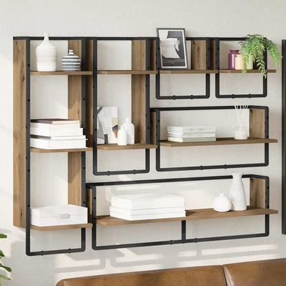 Wandplankenset met plank 6 pcs Artisan Eiken 100 x 25 x 30 cm