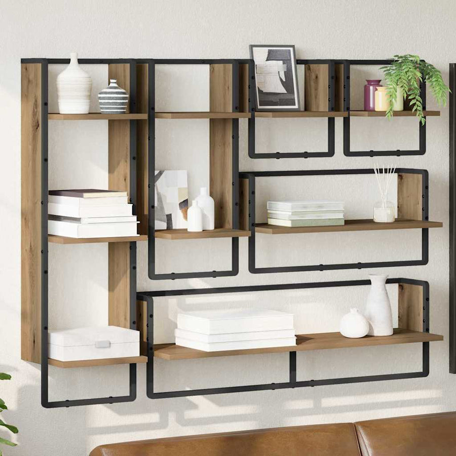 Wandplankenset met plank 6 pcs Artisan Eiken 100 x 25 x 30 cm