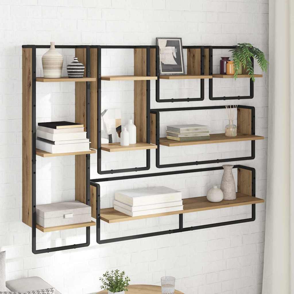 Wandplankenset met plank 6 pcs Artisan Eiken 100 x 25 x 30 cm