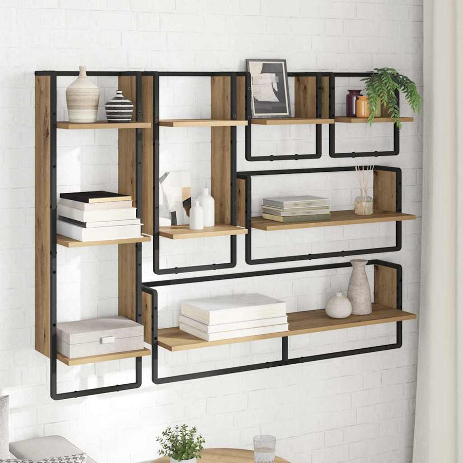 Wandplankenset met plank 6 pcs Artisan Eiken 100 x 25 x 30 cm