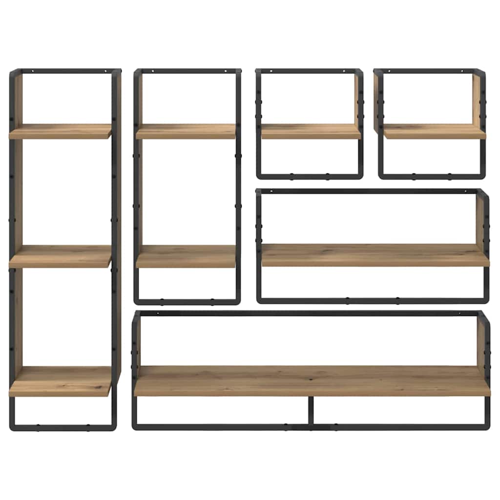 Wandplankenset met plank 6 pcs Artisan Eiken 100 x 25 x 30 cm