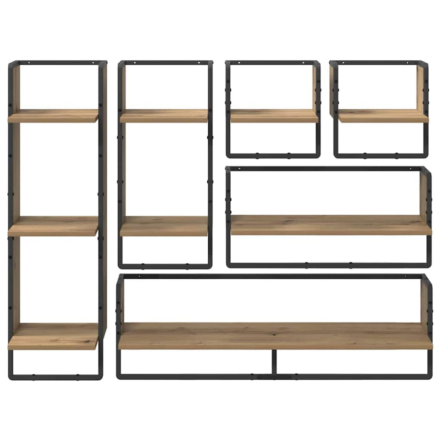 Wandplankenset met plank 6 pcs Artisan Eiken 100 x 25 x 30 cm