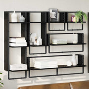 Wandplankenset 6 stuks zwart eiken 100x25x30 cm