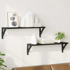 Wandplanken 2 stuks 60x15x15,5 cm zwart eiken