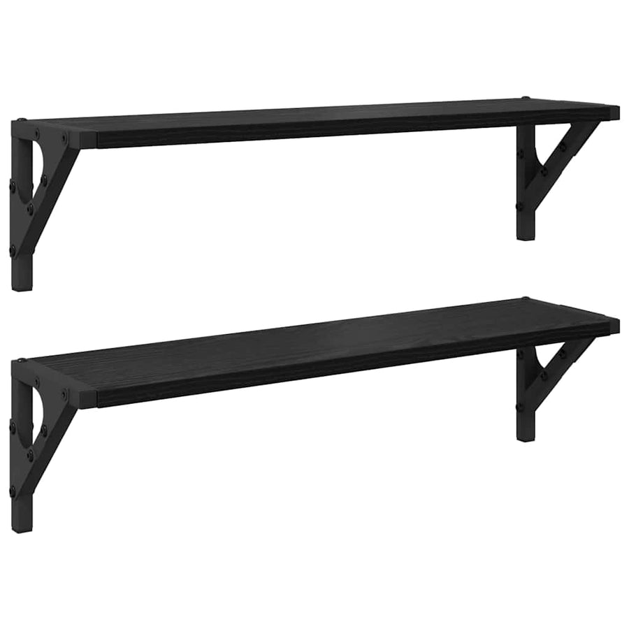 Wandplanken 2 pcs Zwart Eiken 60 x 15 x 15,5 cm Bewerkt hout