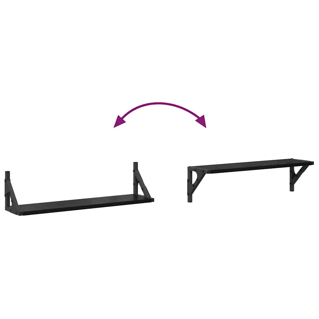 Wandplanken 2 pcs Zwart Eiken 60 x 15 x 15,5 cm Bewerkt hout